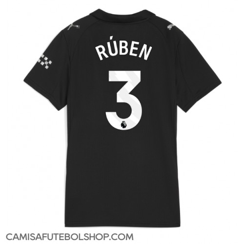 Camisa de time de futebol Manchester City Ruben Dias #3 Replicas 2º Equipamento Feminina 2025-26 Manga Curta Camisa de time de futebol Manchester City Ruben Dias #3 Replicas 2º Equipamento Feminina 2025-26 Manga Curta